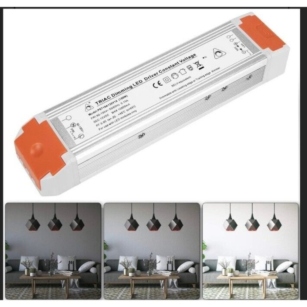 ABI 12V 10A 120W Power Supply Driver TRIAC Dimmable Transformer for LED Lights